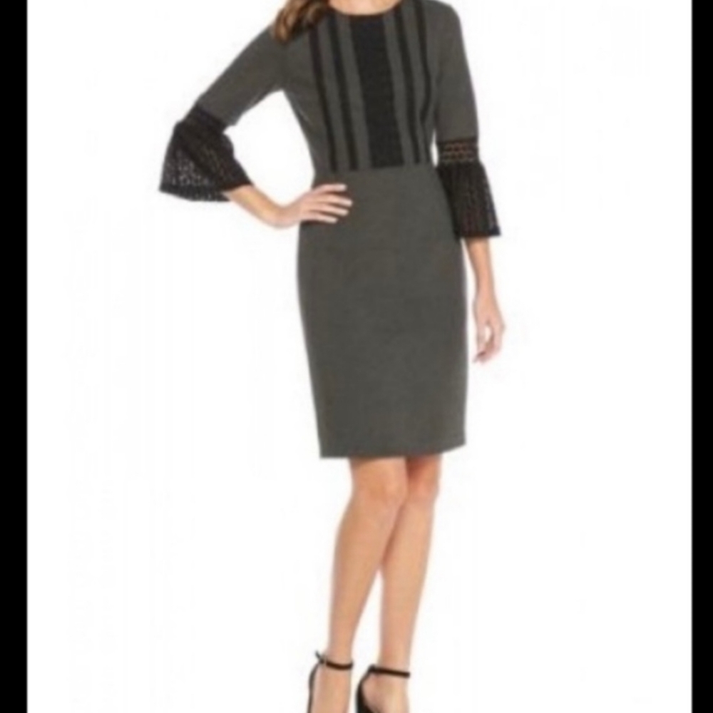 NANETTE LEPORE* dark Heather gray lace dress SIZE 2